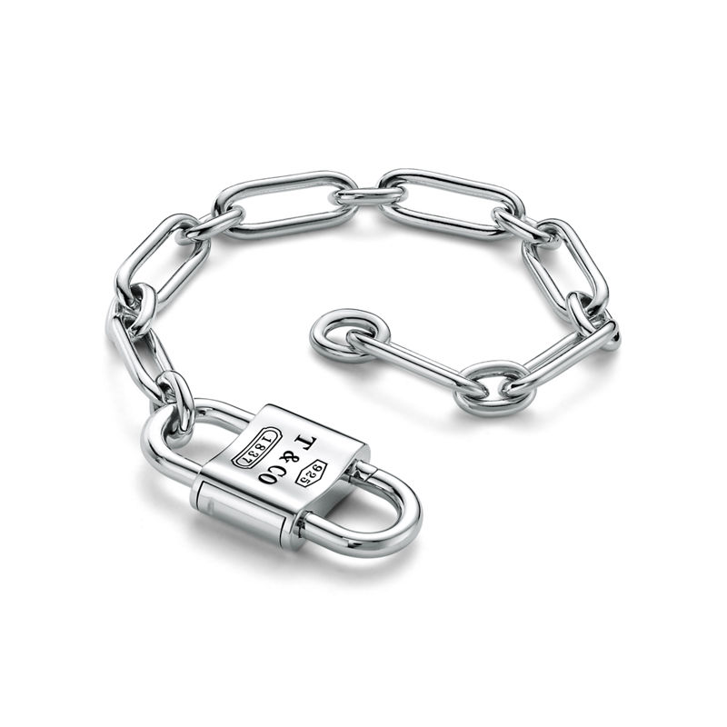Tiffany & Co. Tiffany 1837™ Pulsera con candado doble grande de plata de ley Libre de impuestos
