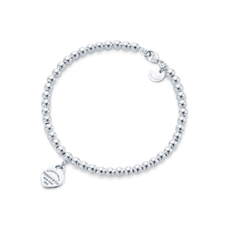 Tiffany & Co. Return to Tiffany™ Pulsera de cuentas con insignia de corazón en color Tiffany Blue® en plata 4 mm Oferta exclusiva