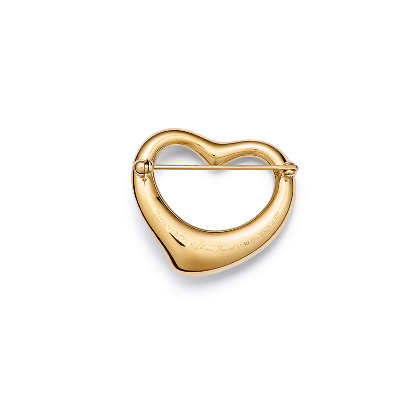 Tiffany & Co. Elsa Peretti® Broche Open Heart de oro amarillo con diamantes en pavé 2025