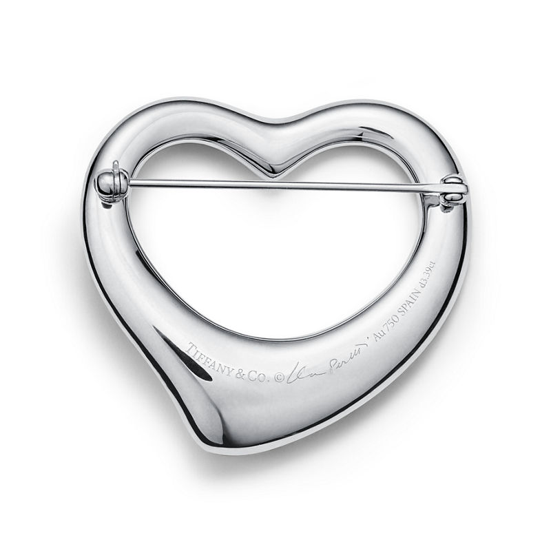 Tiffany & Co. Elsa Peretti® Broche Open Heart de platino con diamantes en pavé Outlet