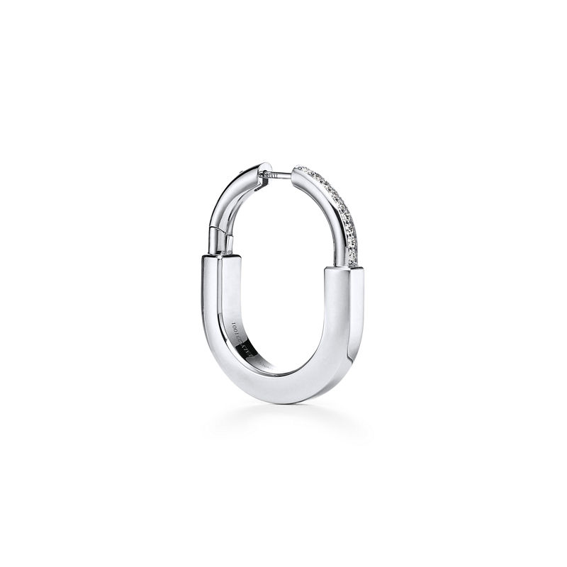 Tiffany & Co. Tiffany Lock Pendientes en oro blanco con diamantes tamaño mediano Ofertas