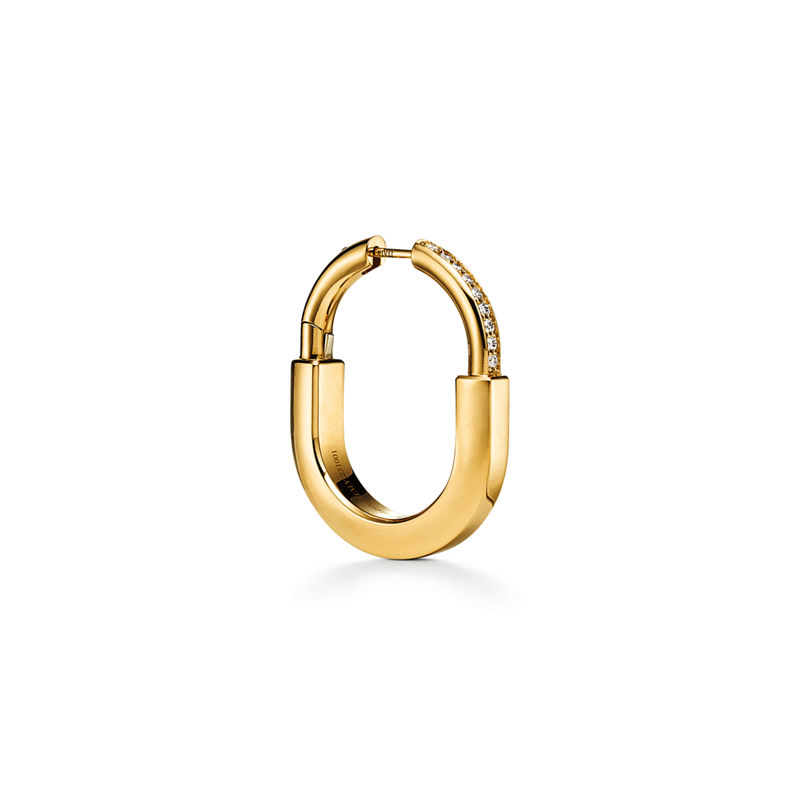 Tiffany & Co. Tiffany Lock Pendientes en oro amarillo con diamantes tamaño mediano Liquidación