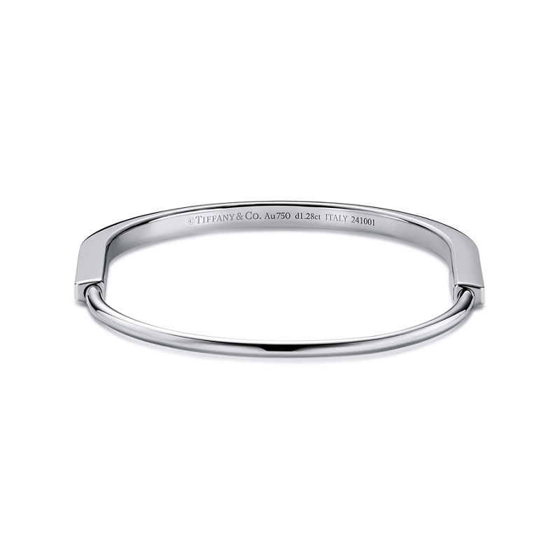 Tiffany & Co. Tiffany Lock Brazalete estrecho de oro blanco con medio pavé de diamantes ÚLTIMAS EDICIONES