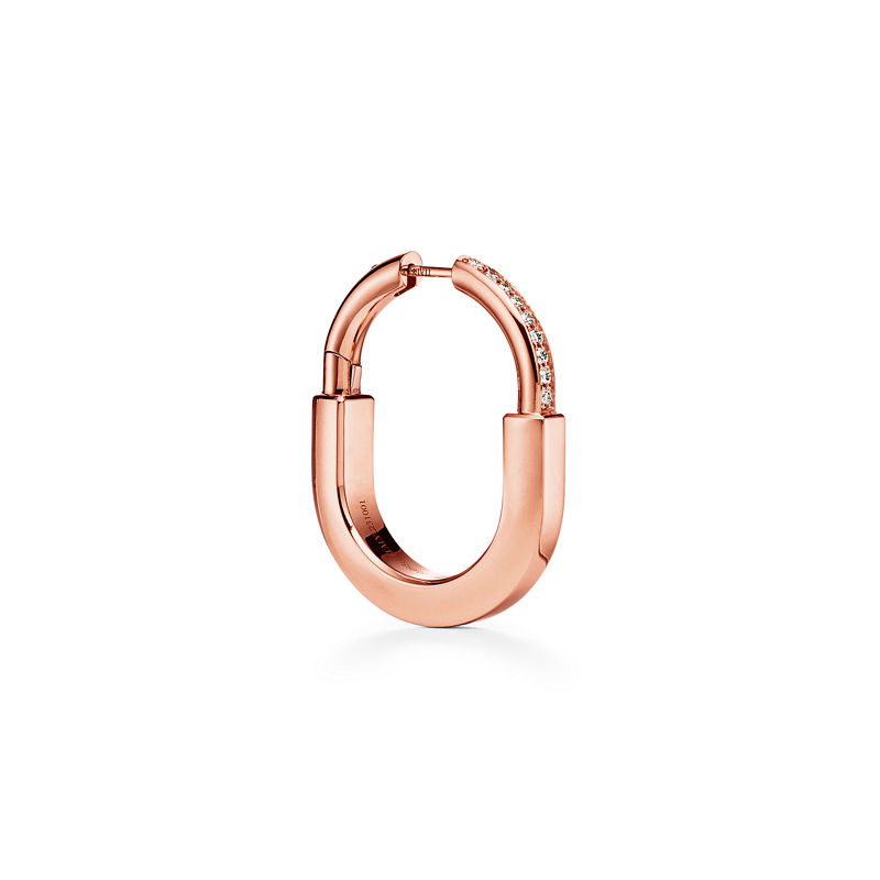 Tiffany & Co. Tiffany Lock Pendientes en oro rosa con diamantes tamaño mediano Precio de fábrica