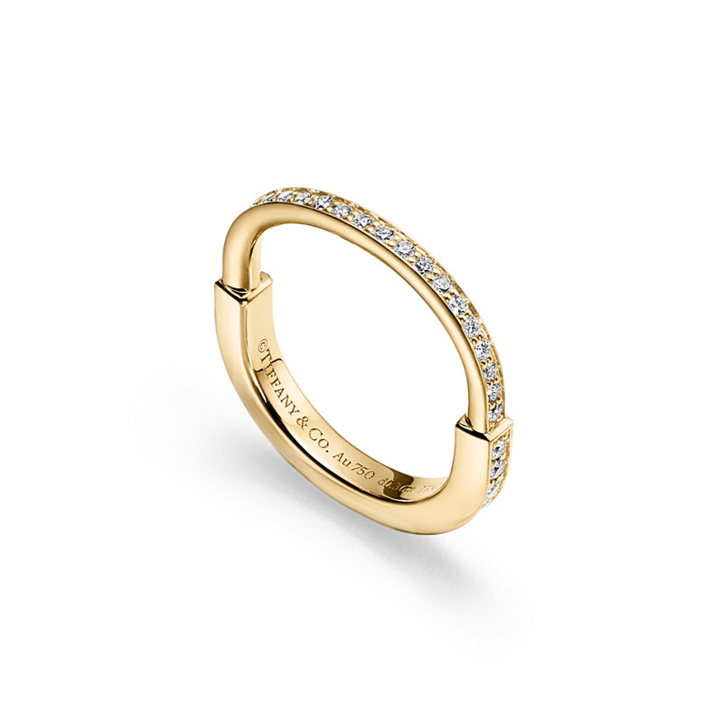 Tiffany & Co. Tiffany Lock Anillo de oro amarillo con diamantes en pavé Oferta especial de fábrica