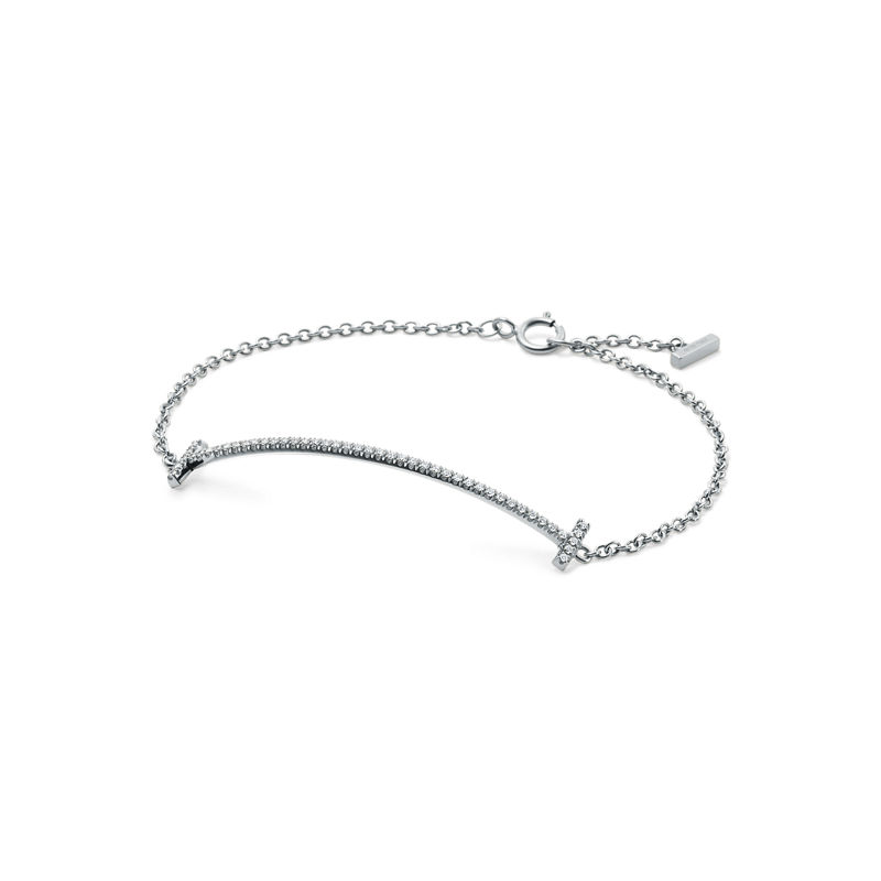 Tiffany & Co. Tiffany T Pulsera Smile de oro blanco con diamantes Liquidación