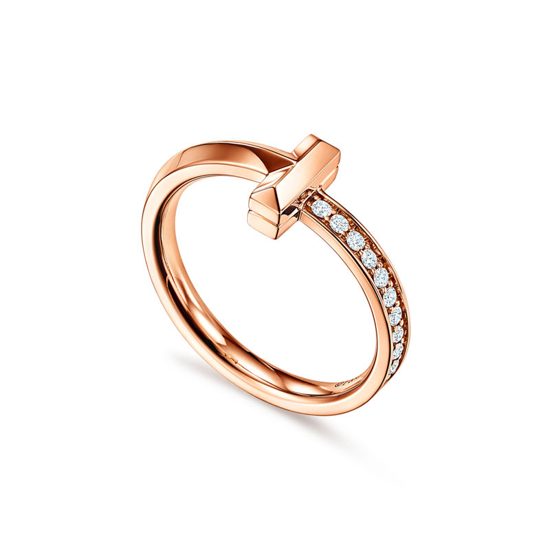 Tiffany & Co. Tiffany T T1 Anillo de oro rosa con diamantes Tienda de fábrica