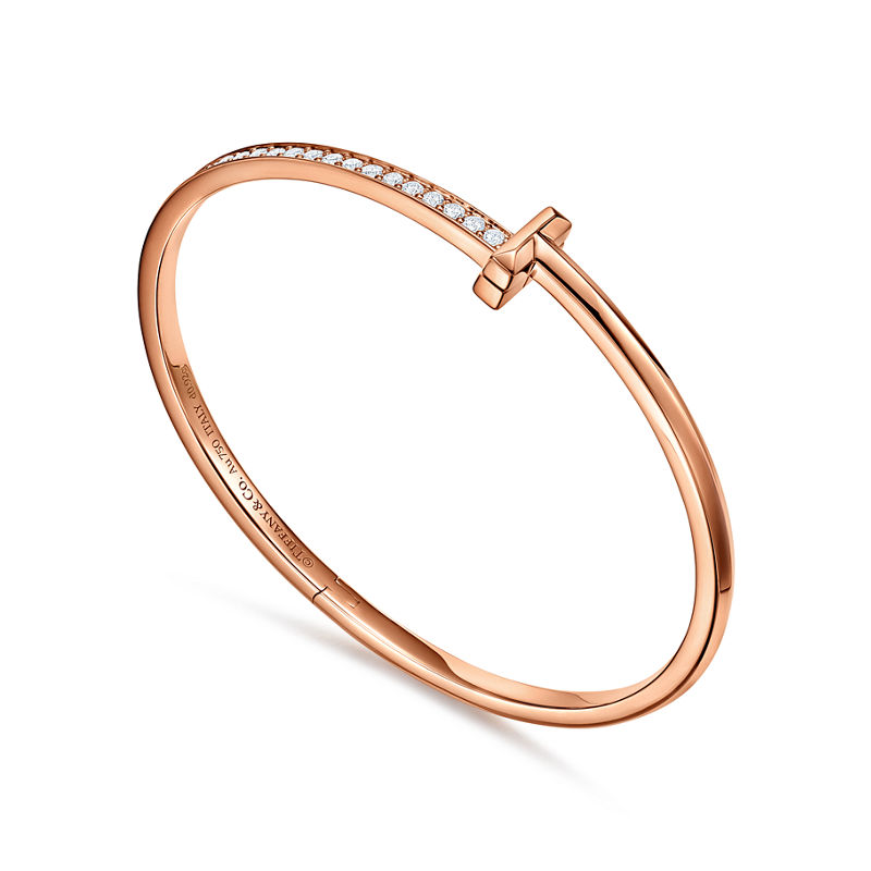 Tiffany & Co. Tiffany T T1 Brazalete articulado estrecho de diamantes de oro rosa Precios de Black Friday