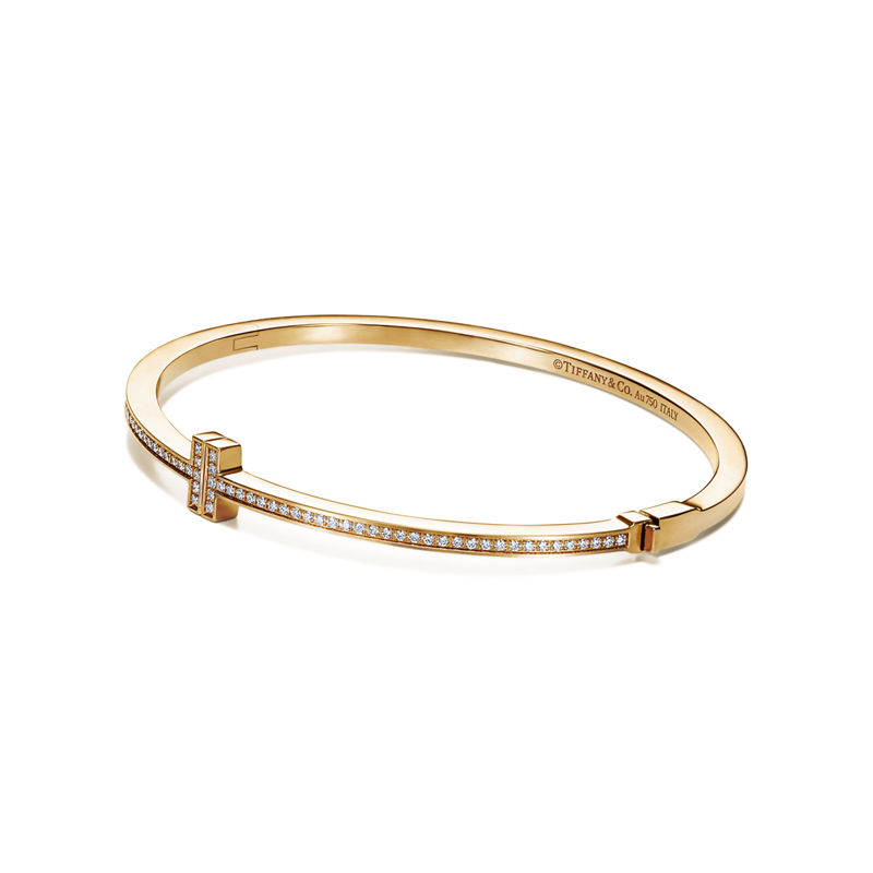 Tiffany & Co. Tiffany T Brazalete Wire articulado de diamantes de oro amarillo Descuentos del mes