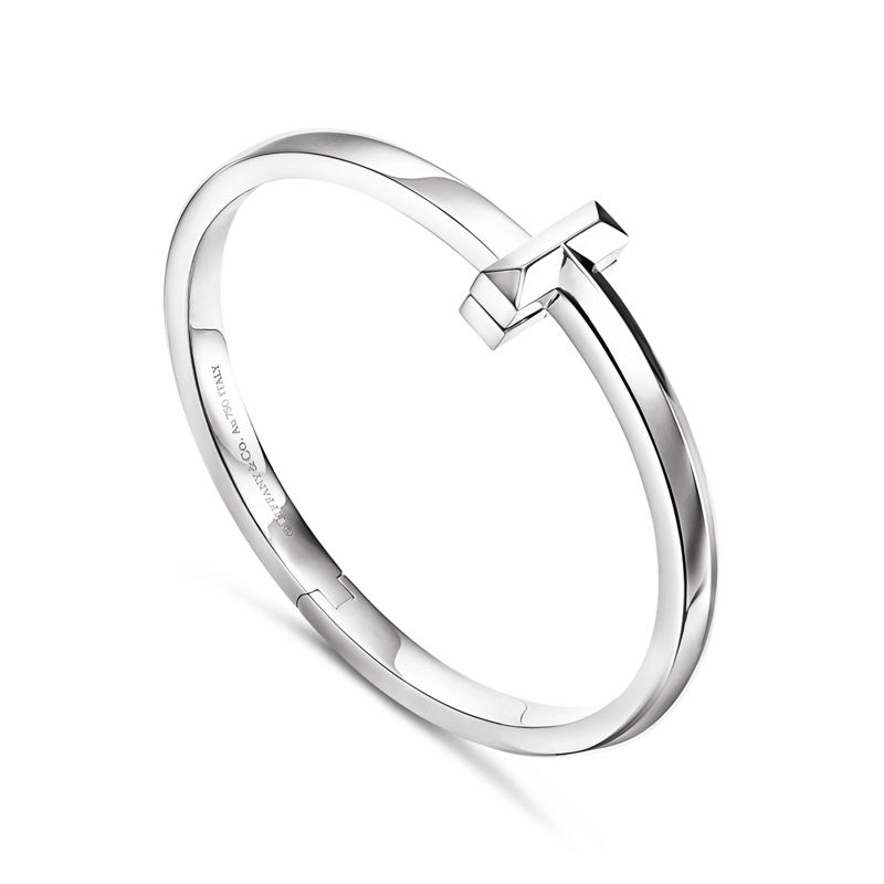 Tiffany & Co. Tiffany T T1 Brazalete articulado ancho de oro blanco Última moda