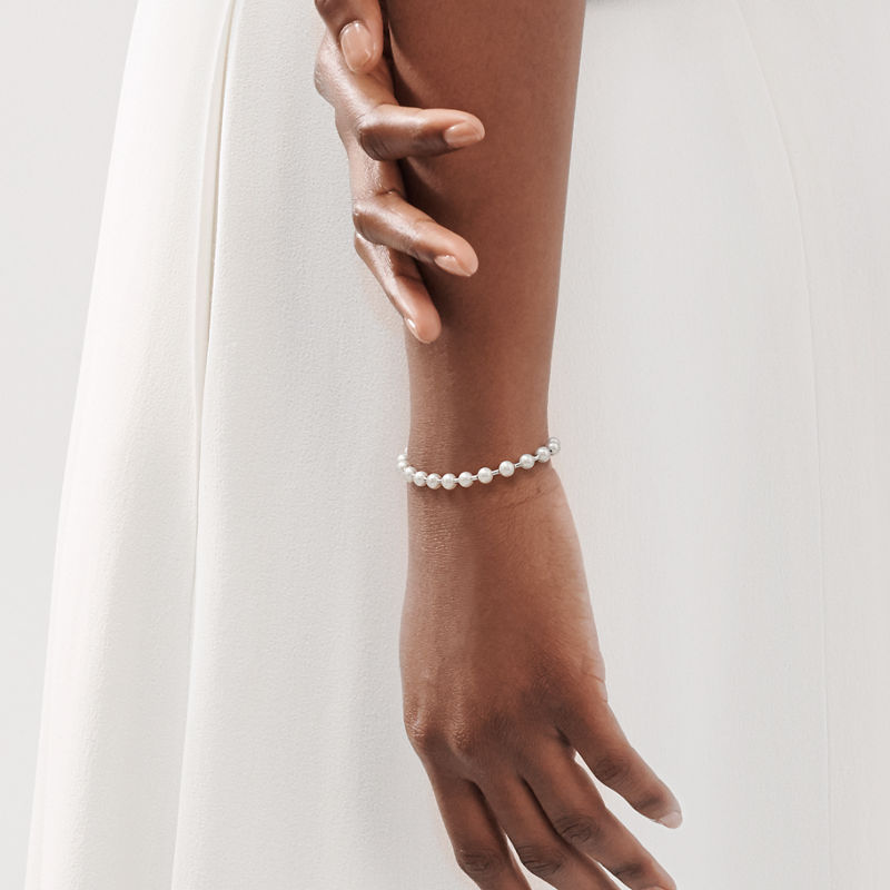 Tiffany & Co. Tiffany HardWear Pulsera de perla en plata 5-6 mm Ofertas especiales