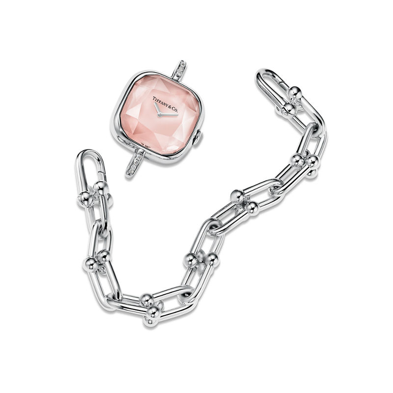 Tiffany & Co. Tiffany HardWear Reloj de plata de ley y diamantes con nácar rosa 2025