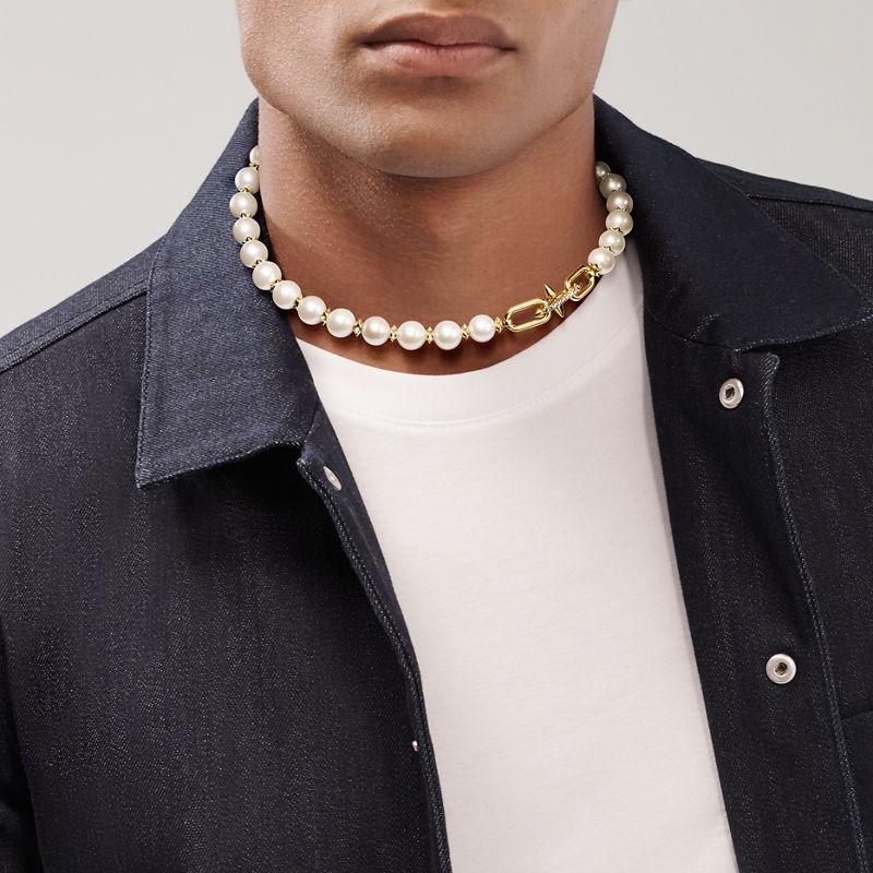 Tiffany & Co. Tiffany Titan by Pharrell Williams Collar de perlas de oro amarillo con diamantes Rebajas