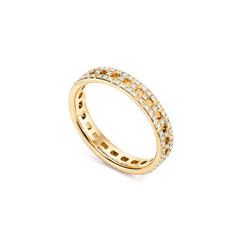 Tiffany & Co. Tiffany T Anillo estrecho True de oro con diamantes en pavé Libre de impuestos