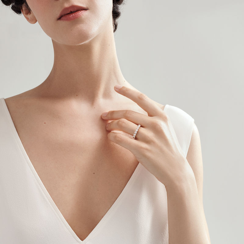 Tiffany & Co. Tiffany Forever Alianza en oro rosa con medio círculo de diamantes 3 5 mm Ofertas especiales