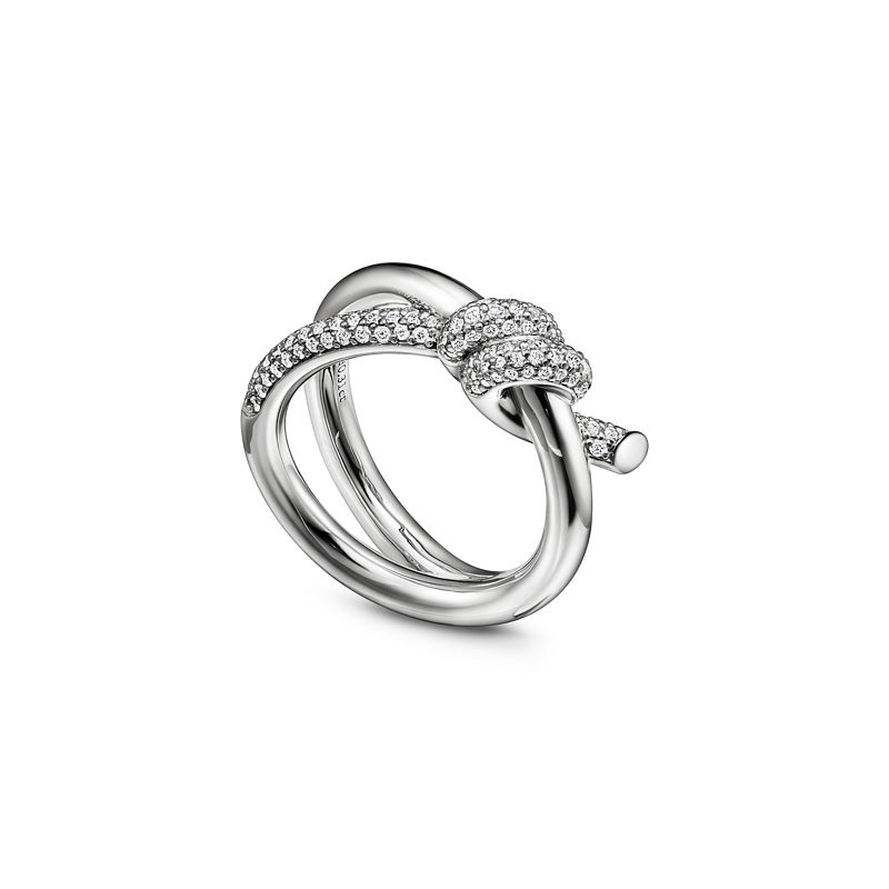 Tiffany & Co. Tiffany Knot Anillo de dos vueltas en oro blanco con diamantes Devoluciones gratuitas