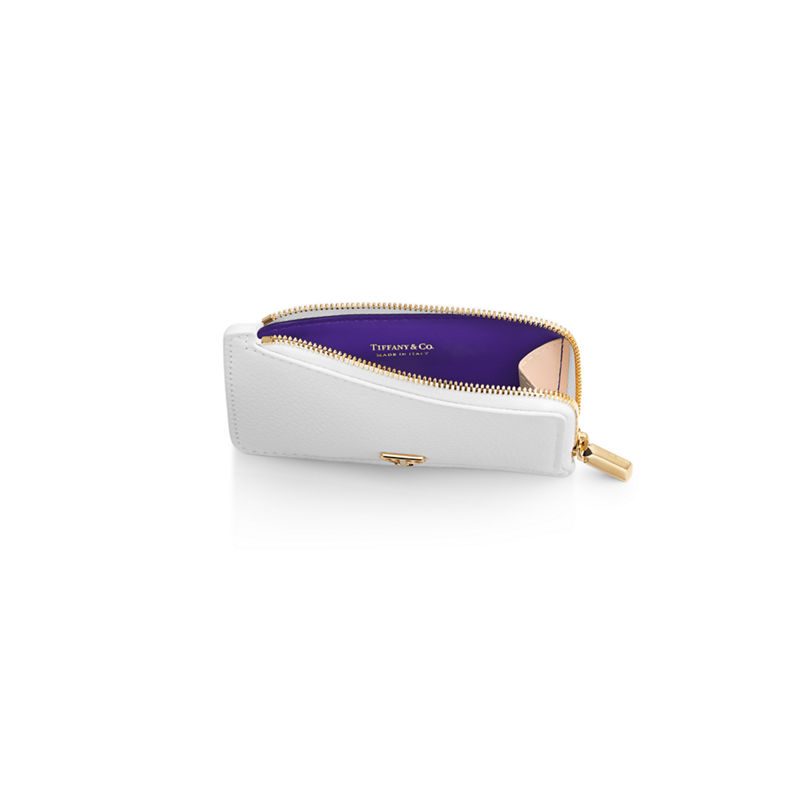 Tiffany & Co. T&CO. Tarjetero con cremallera de piel color blanco Oferta especial