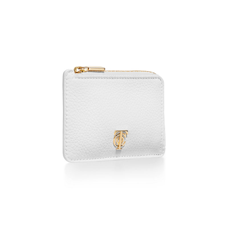 Tiffany & Co. T&CO. Tarjetero con cremallera de piel color blanco Oferta especial