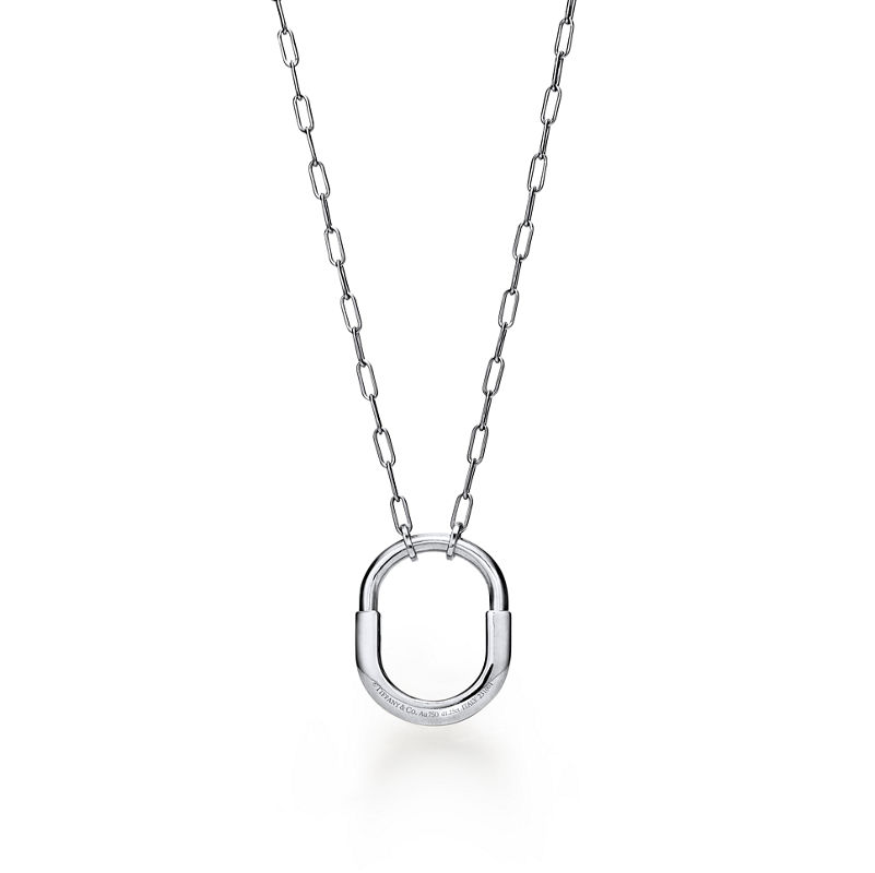 Tiffany & Co. Tiffany Lock Colgante en oro blanco con diamantes en pavé tamaño mediano Devoluciones gratuitas