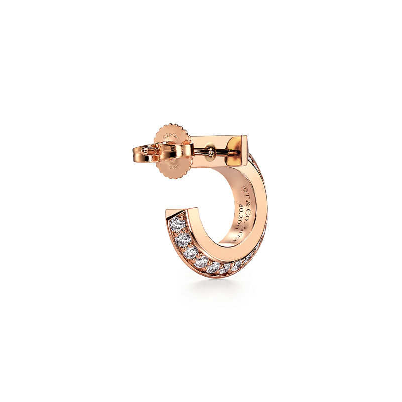 Tiffany & Co. Tiffany T Pendientes de aro T1 de oro rosa con diamantes Rebajas