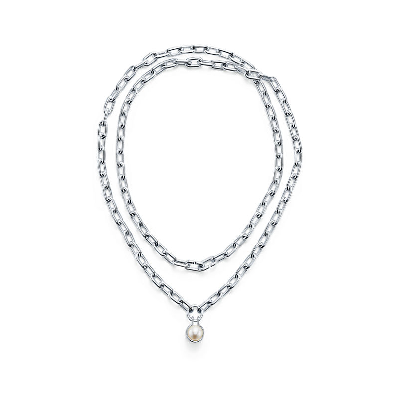 Tiffany & Co. Tiffany HardWear Collar de perla de agua dulce de plata de ley 81 3 cm de plata de ley Ventas relámpago