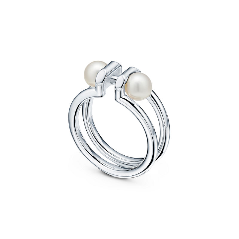 Tiffany & Co. Tiffany HardWear Anillo doble de perlas de plata de ley de plata de ley Tienda