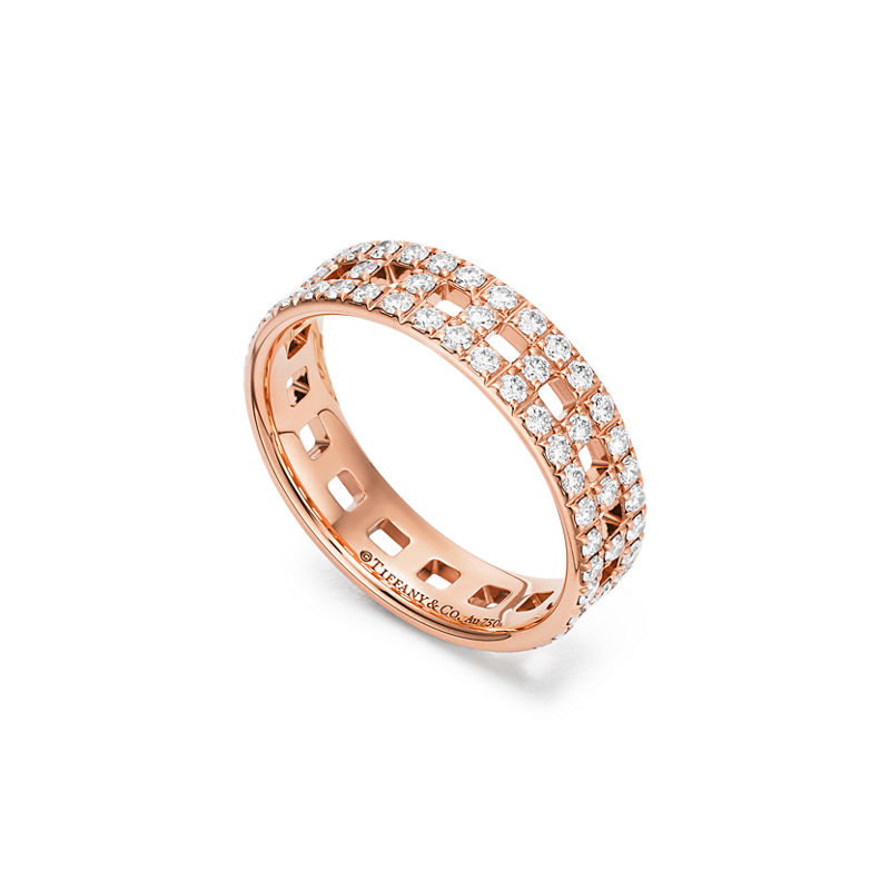 Tiffany & Co. Tiffany T Anillo ancho True de oro rosa con diamantes en pavé Solo queda un día