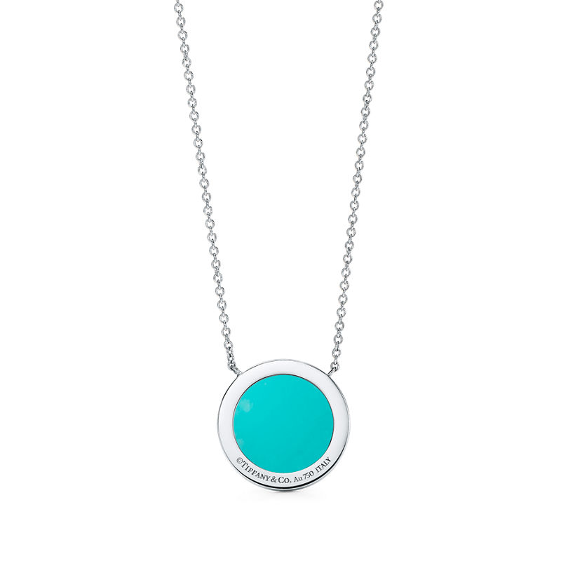 Tiffany & Co. Tiffany T Colgante circular de diamantes y turquesa de oro blanco Liquidación
