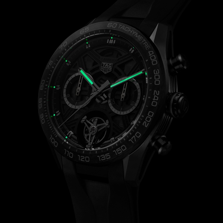TAG Heuer TAG Heuer Carrera Chronograph Tourbillon Extreme Sport Automático 44 mm Titanio con revestimiento DLC CBU5080.FT6272 Tienda
