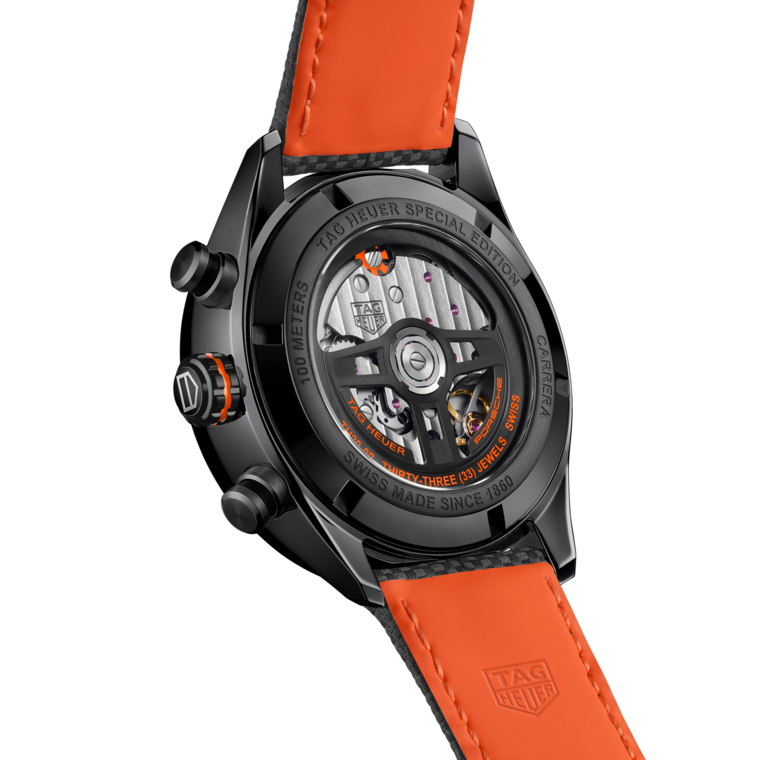 TAG Heuer TAG Heuer Carrera Chronograph x Porsche Orange Racing Automático 44 mm Acero con revestimiento de DLC CBN2A1M.FC6526 COMPRAR AHORA
