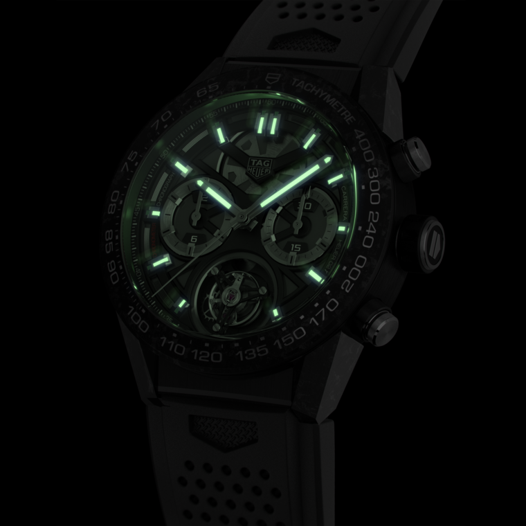 TAG Heuer TAG Heuer Carrera Chronograph Tourbillon Automático 45 mm Titanio con revestimiento de PVD CAR5A8W.FT6071 Promoción por tiempo limitado