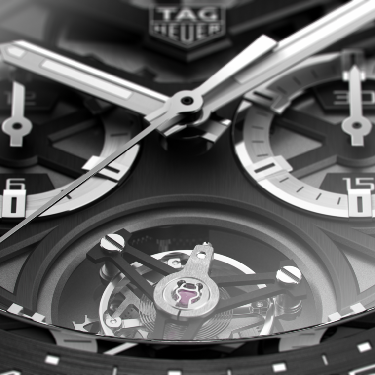 TAG Heuer TAG Heuer Carrera Chronograph Tourbillon Automático 45 mm Titanio con revestimiento de PVD CAR5A8Y.FC6377 Promoción trimestral