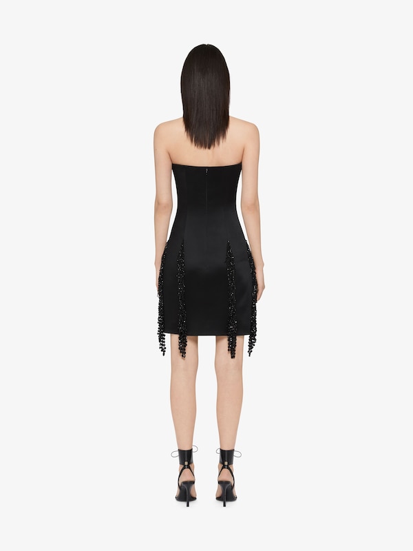 Givenchy Strapless dress in crepe satin with crystal fringes Liquidación