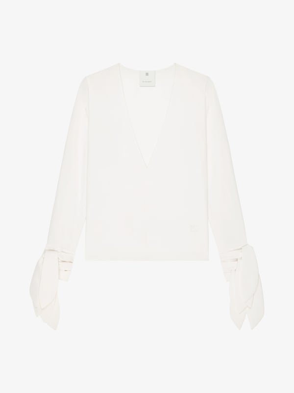 Givenchy Blouse with bows in poplin and 4G embroidery Libre de impuestos