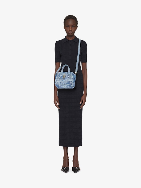 Givenchy Mini Antigona Lock bag in washed embroidered denim Rebajas baratas