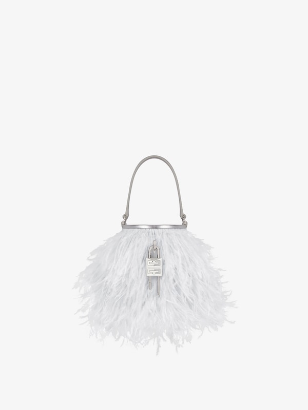 Givenchy Micro Shark Lock bucket bag in satin with feathers Liquidación
