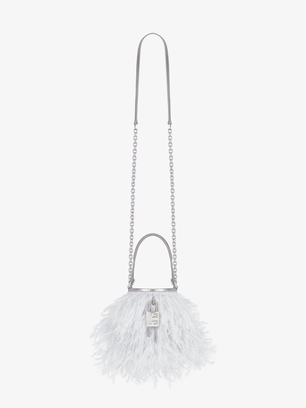 Givenchy Micro Shark Lock bucket bag in satin with feathers Liquidación