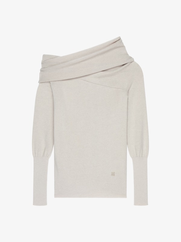 Givenchy Asymmetric draped sweater in wool and cashmere with 4G detail Liquidación