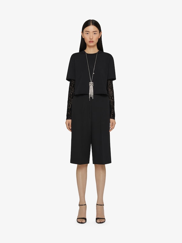 Givenchy Overlapped cropped t-shirt in cotton and python tulle En oferta