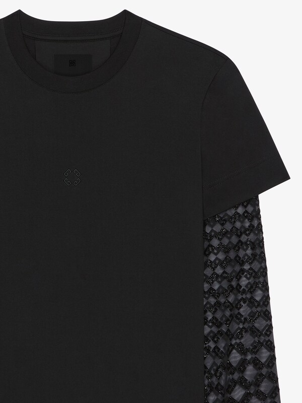 Givenchy Overlapped slim fit t-shirt in cotton and tulle Libre de impuestos