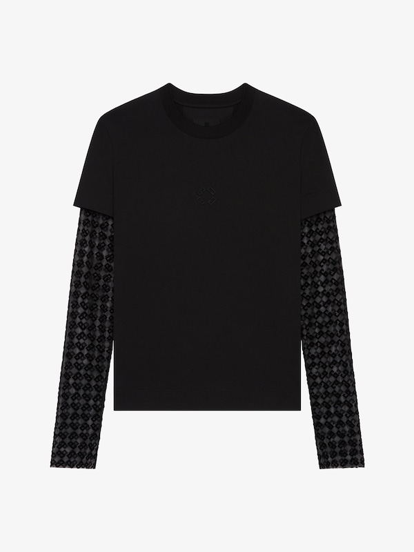 Givenchy Overlapped slim fit t-shirt in cotton and tulle monogram 72 Descuentos del mes