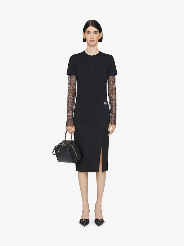 Givenchy Overlapped slim fit t-shirt in cotton and lace Oferta exclusiva