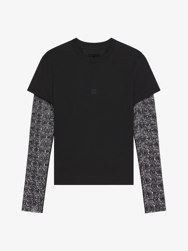 Givenchy Overlapped slim fit t-shirt in cotton and lace Oferta exclusiva