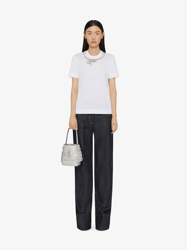 Givenchy Slim fit t-shirt in cotton with crystals snake Última moda