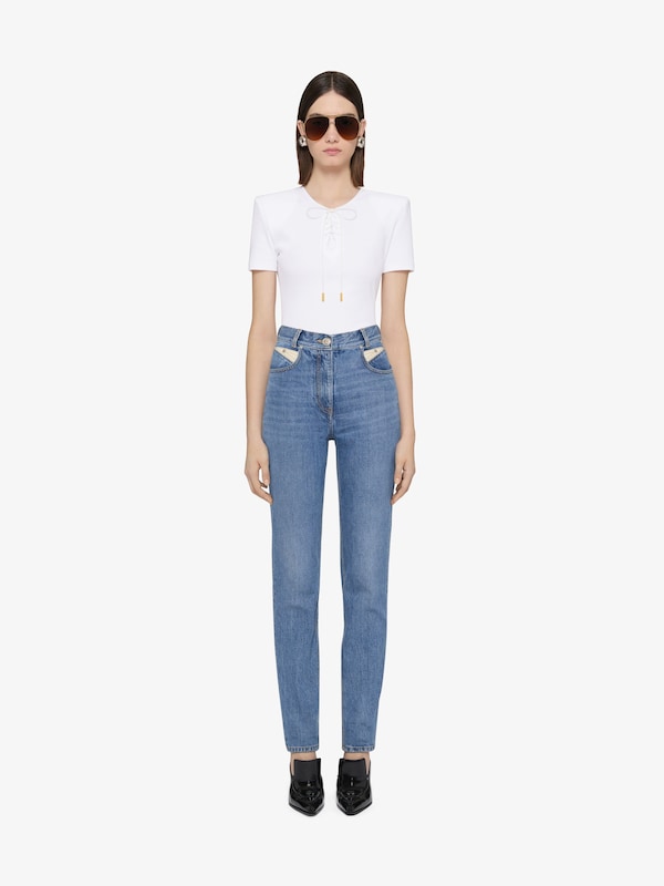 Givenchy Slim fit t-shirt in cotton with laces and 4G detail Ofertas especiales