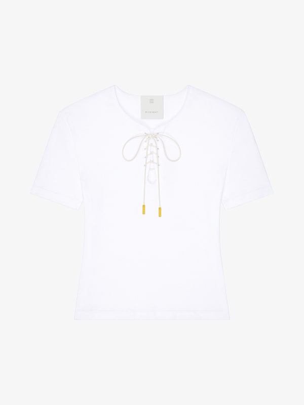 Givenchy Slim fit t-shirt in cotton with laces and 4G detail Ofertas especiales