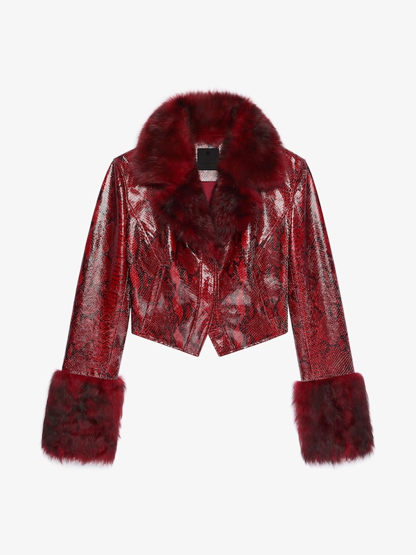 Givenchy Slim fit jacket in python print leather and fur Rebajas online