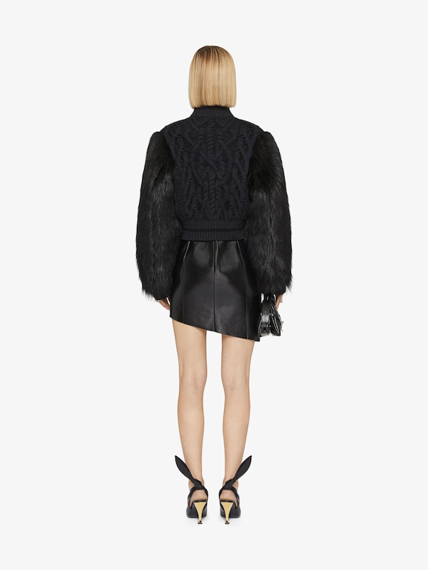 Givenchy Varsity jacket in cable knit wool and faux fur Rebajas top