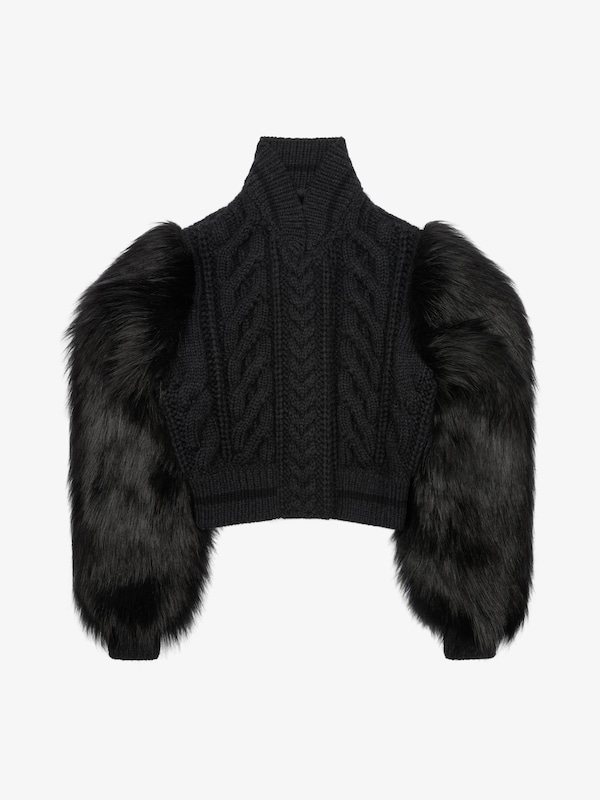 Givenchy Varsity jacket in cable knit wool and faux fur Rebajas top