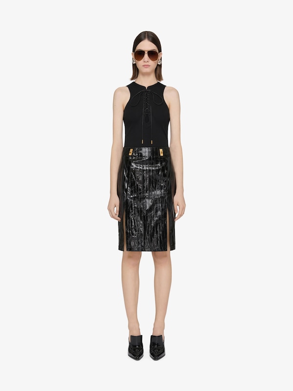 Givenchy Slim fit tank top in cotton with laces and 4G detail Superdescuento